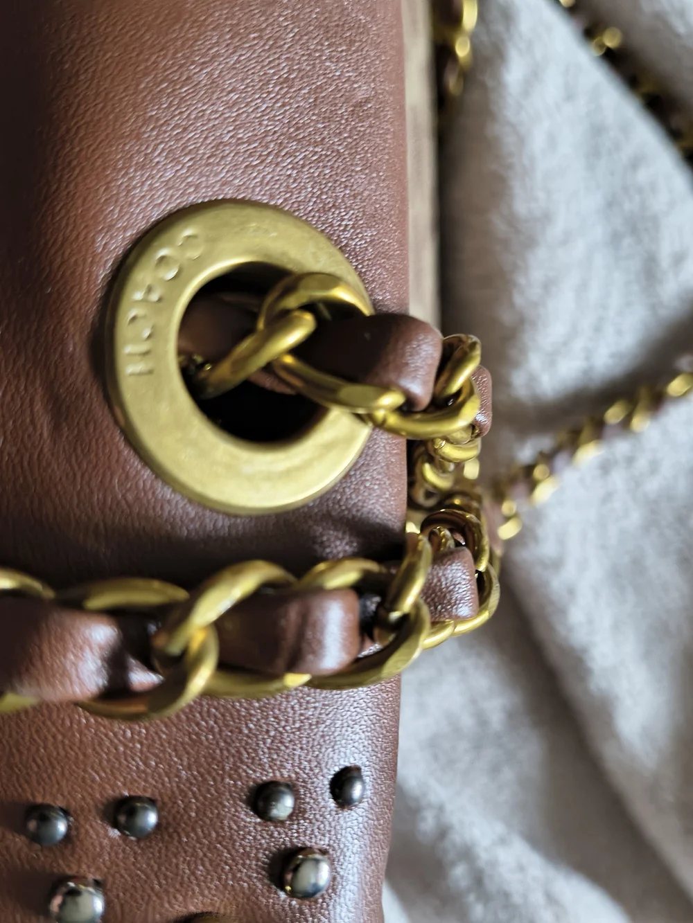 Brown Signature Canvas Turnlock Shoulder/Crossbody Bag
